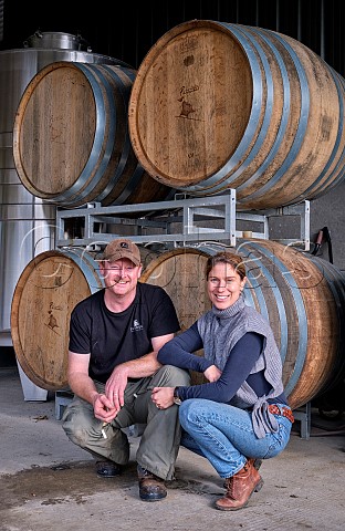 Dermot and Ana Sugrue at winery of Sugrue South Downs Bee Tree Vineyard Wivelsfield Green East Sussex England