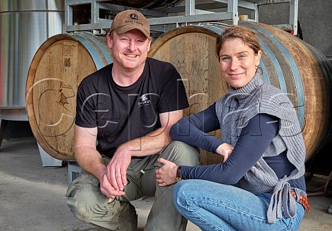 Dermot and Ana Sugrue at winery of Sugrue South Downs Bee Tree Vineyard Wivelsfield Green East Sussex England