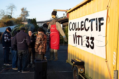 Protest by members of Collectif VITI 33 an organisation of winegrowers from the Gironde department Planete Bordeaux Beychac et Caillaud France