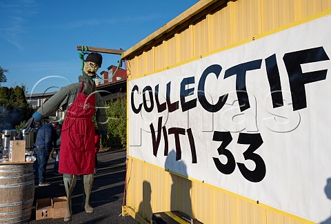 Protest by members of Collectif VITI 33 an organisation of winegrowers from the Gironde department Planete Bordeaux Beychac et Caillaud France
