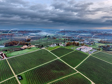 Chteau de Sours and its winery and vineyards at dawn  SaintQuentinduBaron Gironde France  EntreDeuxMers  Bordeaux