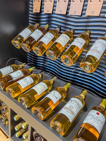 Bottles from different producers on sale at the Maison des Vins de Sauternes   Sauternes Gironde France Bordeaux