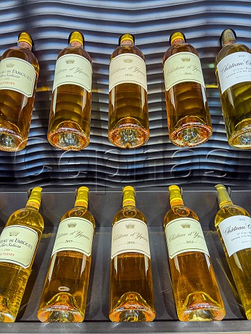 Bottles from different producers on sale at the Maison des Vins de Sauternes   Sauternes Gironde France
