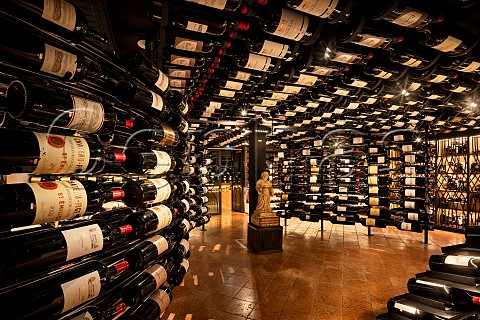 Bordeaux wine cellar of the Arlberg Hospiz Alm Restaurant home to the worlds largest collection of big bottle Bordeaux curated by Adi Werner With around 7000 bottles in large formats from magnum to primat the wine collection is globally unique Sankt St Christoph  St Anton am Arlberg Tyrol Austria