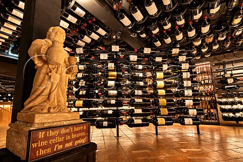 Bordeaux wine cellar of the Arlberg Hospiz Alm Restaurant home to the worlds largest collection of big bottle Bordeaux curated by Adi Werner With around 7000 bottles in large formats from magnum to primat the wine collection is globally unique Sankt St Christoph  St Anton am Arlberg Tyrol Austria