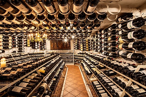 Original wine cellar of the Arlberg Hospiz Alm Restaurant home to the worlds largest collection of big bottle Bordeaux curated by Adi Werner With around 7000 bottles in large formats from magnum to primat the wine collection is globally unique Sankt St Christoph  St Anton am Arlberg Tyrol Austria